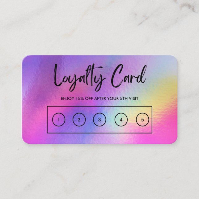 Faux Holographic Custom Loyalty Card (Front)