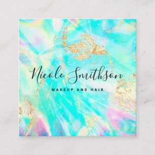 faux holographic design square business card