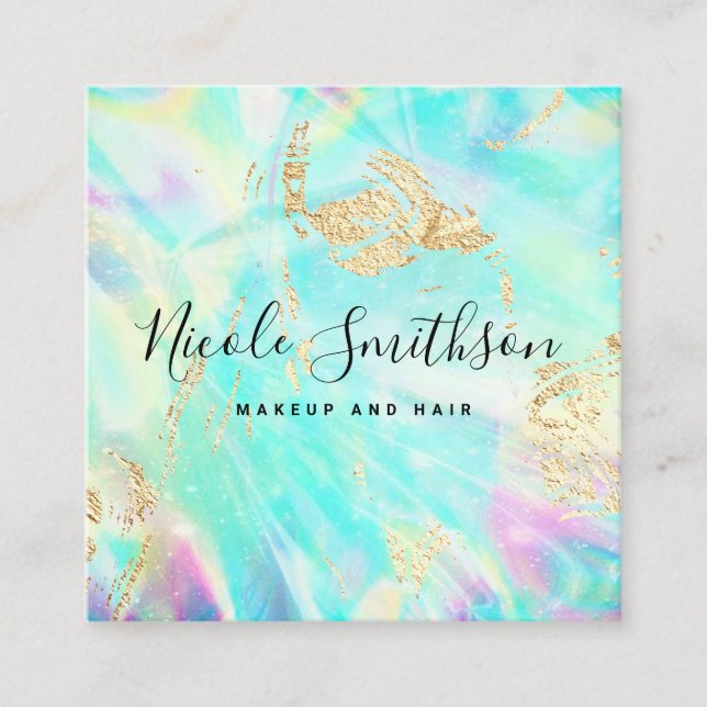 faux holographic design square business card (Front)