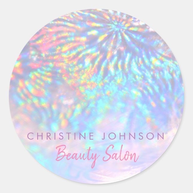 Faux holographic effect beauty salon classic round sticker (Front)