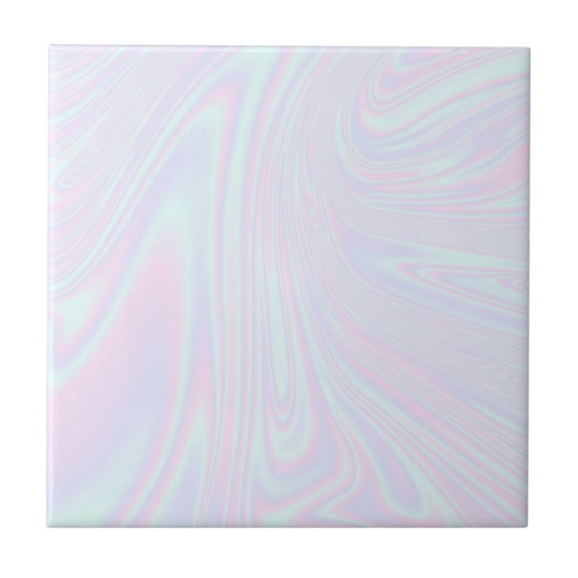 Faux holographic effect texture blue ceramic tile (Front)