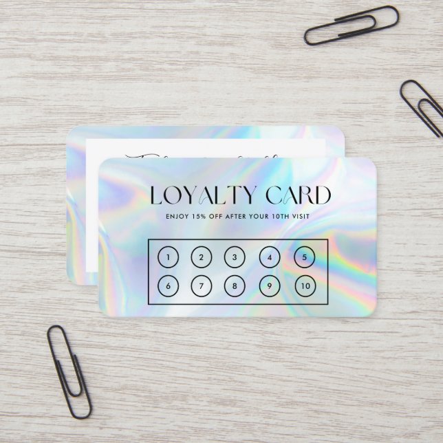 Faux Holographic Elegant Loyalty Card (Front/Back In Situ)
