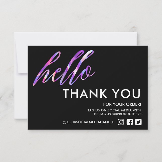 Faux Holographic Hello Thank you Media Insert (Front)