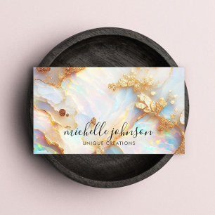 Faux Holographic Iridescent Opal Crystal Creative Business Card
