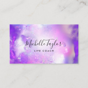 faux holographic iridescent opal stone elegant bus business card