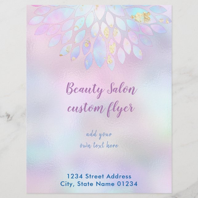 FAUX holographic iridescent pastel rainbow Flyer (Front)