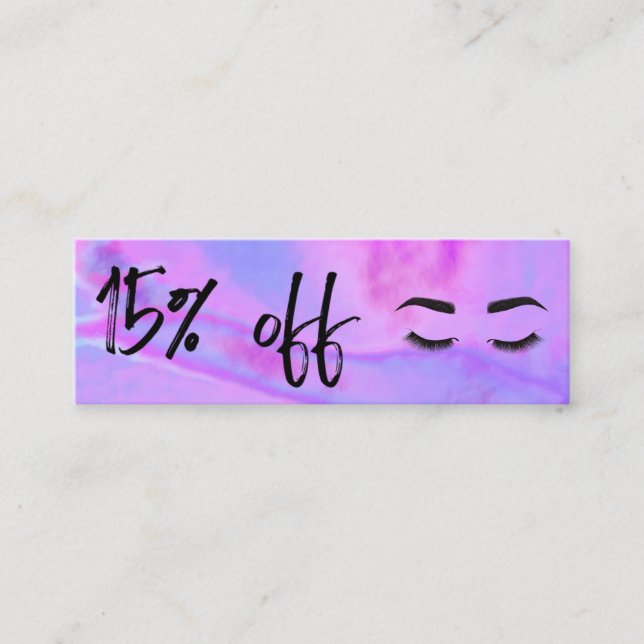 Faux Holographic Lashes Brows Discount Card (Front)