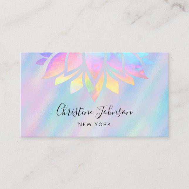 faux holographic lotus business card (Front)
