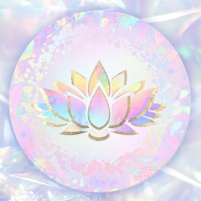 faux holographic lotus flower classic round sticker (Creator Uploaded)