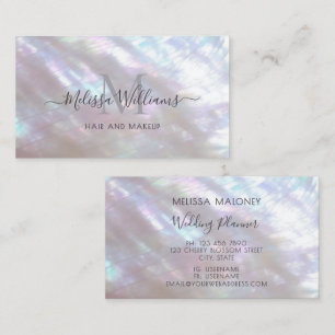 FAUX Holographic Makeup Artist Monogram Business Card