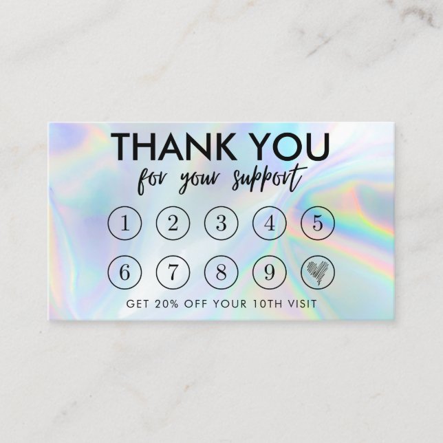 Faux Holographic Makeup Hair Logo Loyalty Card (Front)