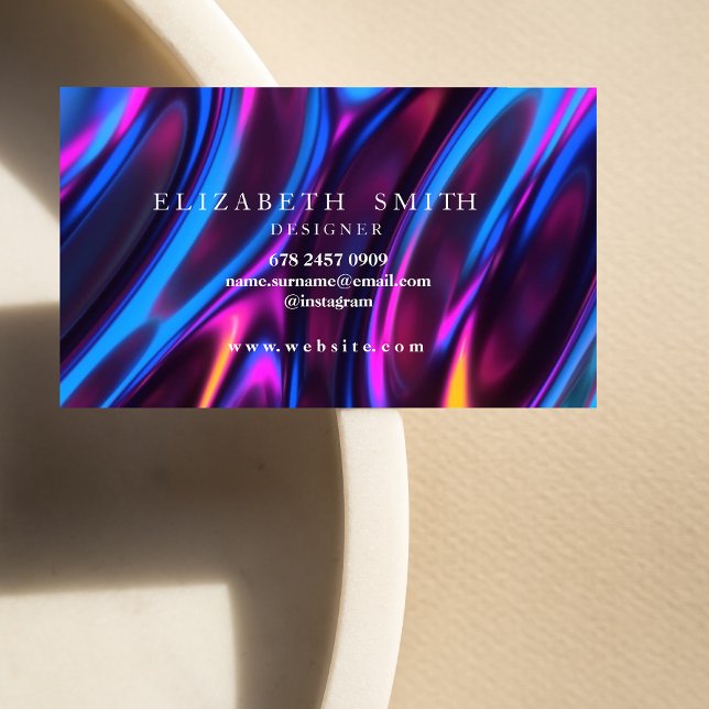 Faux Holographic Neon Professional Business Card (Creator Uploaded)