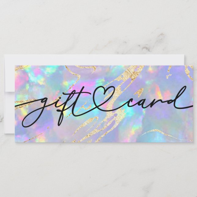 faux holographic opal background gift certificate (Front)