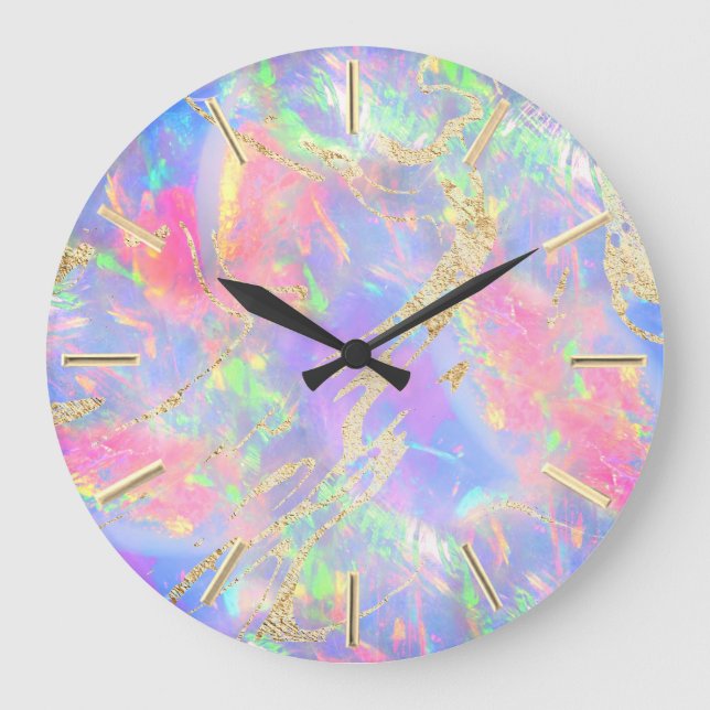 FAUX holographic opal  Large Clock (Front)