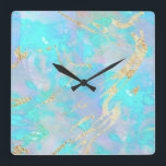 FAUX holographic opal Square Wall Clock<br><div class="desc">please note the holographic effect is not real,  but just simulated</div>
