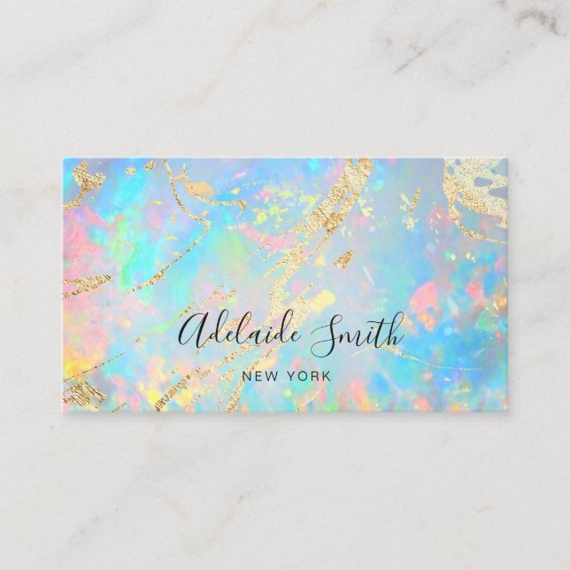 FAUX holographic opal stone texture Business Card (Front)