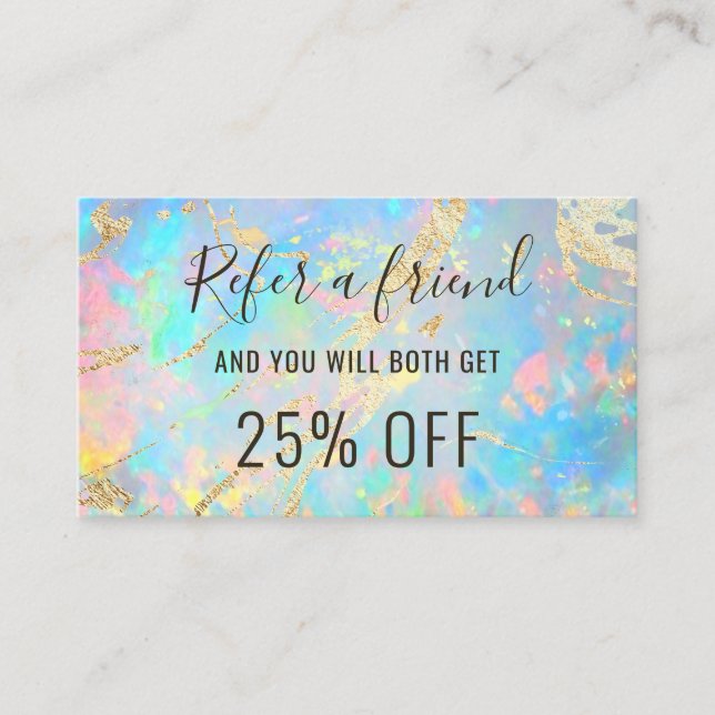 FAUX holographic opal stone texture referral Business Card (Front)