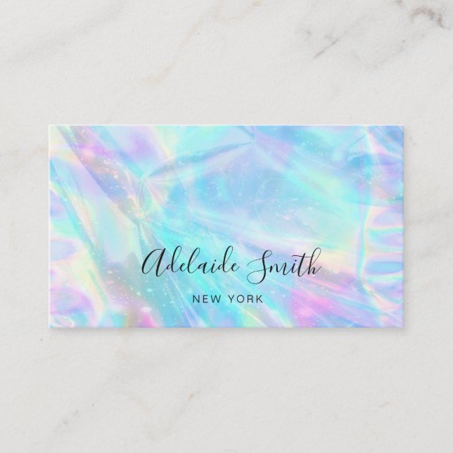 FAUX holographic pastel background Business Card (Front)