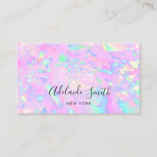 FAUX holographic pink opal Business Card