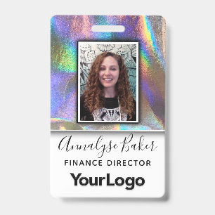 Faux Holographic Professional CNA Nurse Photo Name ID Badge