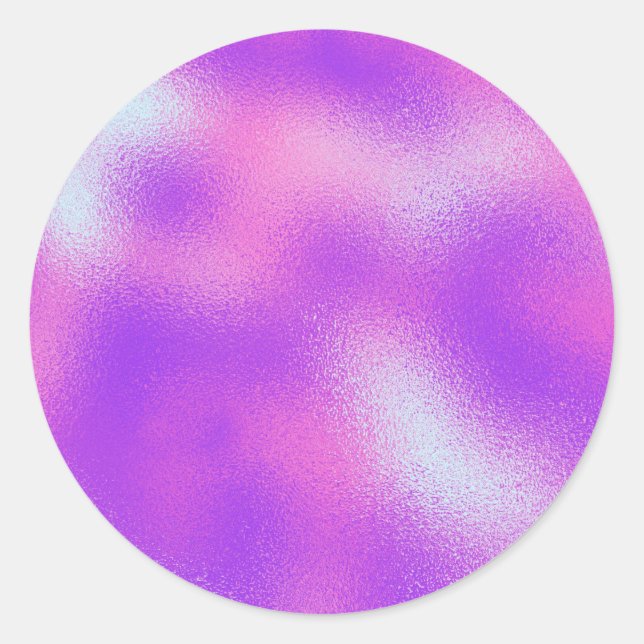 Faux Holographic Purple Custom Trendy Classic Round Sticker (Front)