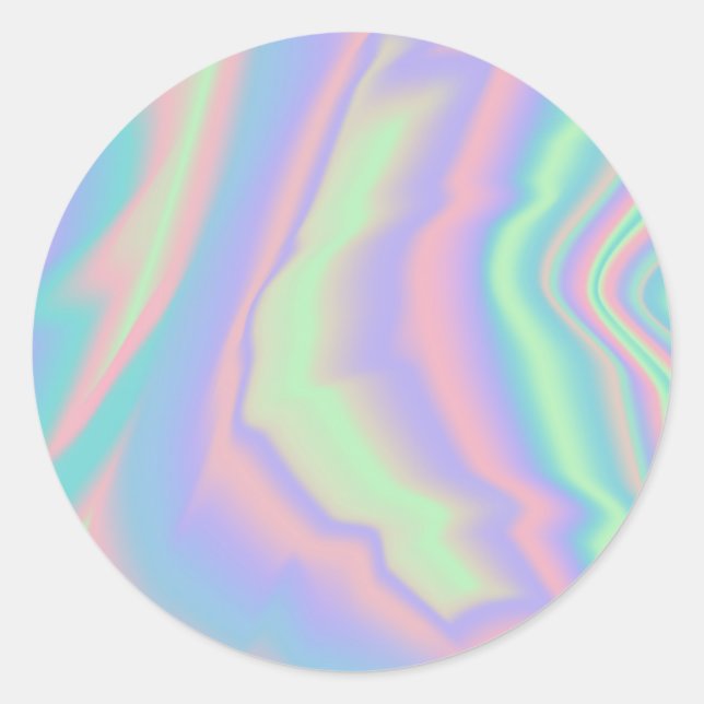 Faux Holographic Rainbow Custom Trendy Classic Round Sticker (Front)