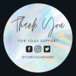 Faux Holographic Thank You Business Classic Round Sticker<br><div class="desc">Custom Templates from City Unlikely are guaranteed to create the perfect image and brand design for your company, family, or just fun event! Branding and marketing or party festivities these creative, authentic, and unique designs were designed with you in mind. Geometric designs make a business card and professional patterns make...</div>