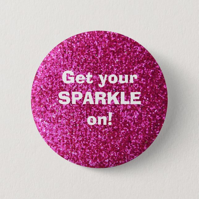 Faux Hot Pink Glitter 6 Cm Round Badge (Front)