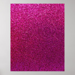 Faux Hot Pink Glitter Background Sparkle Poster