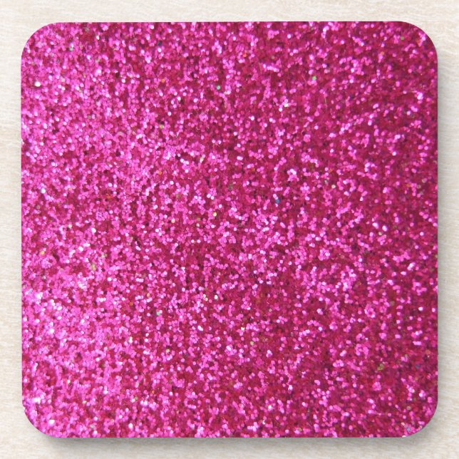 Faux Hot Pink Glitter Coaster (Front)