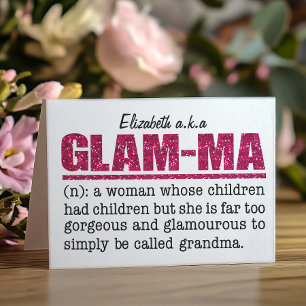 Faux Hot Pink Glitter Glam-Ma Card