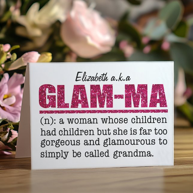 Faux Hot Pink Glitter Glam-Ma Card (Creator Uploaded)