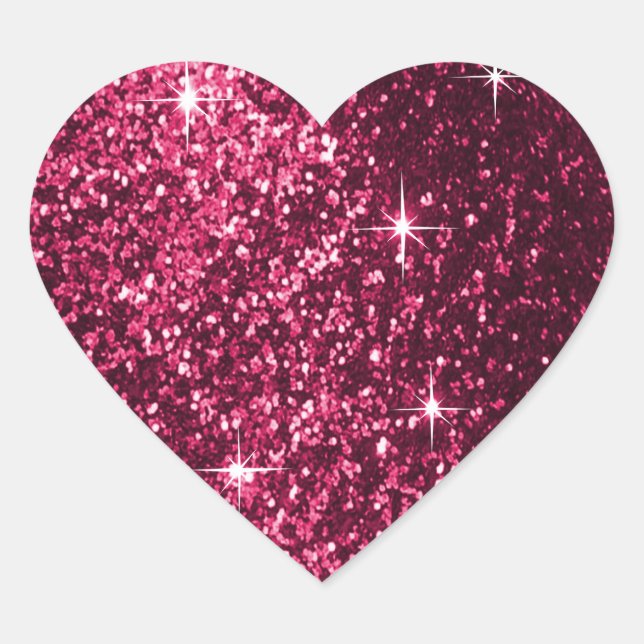 Faux Hot Pink Glitter Heart Sticker (Front)