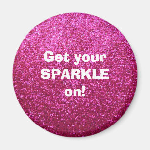 Faux Hot Pink Glitter Magnet