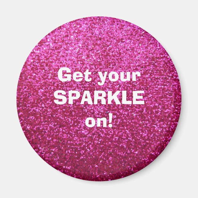 Faux Hot Pink Glitter Magnet (Front)