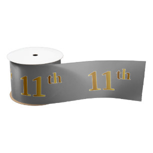 Faux/Imitation Gold "11th" Event Number (Grey) Satin Ribbon