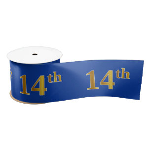 Faux/Imitation Gold "14th" Event Number (Blue) Satin Ribbon