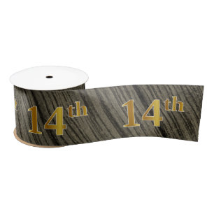 Faux/Imitation Gold "14th" Event Number (Rustic) Satin Ribbon