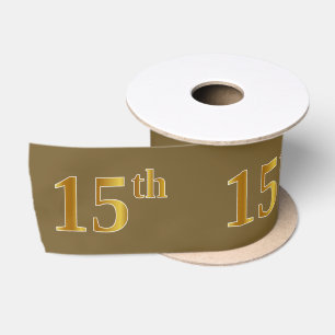 Faux/Imitation Gold "15th" Event Number (Brown) Satin Ribbon
