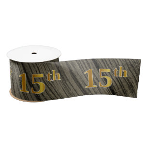 Faux/Imitation Gold "15th" Event Number (Rustic) Satin Ribbon