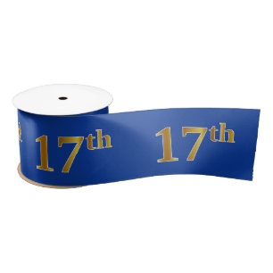 Faux/Imitation Gold "17th" Event Number (Blue) Satin Ribbon