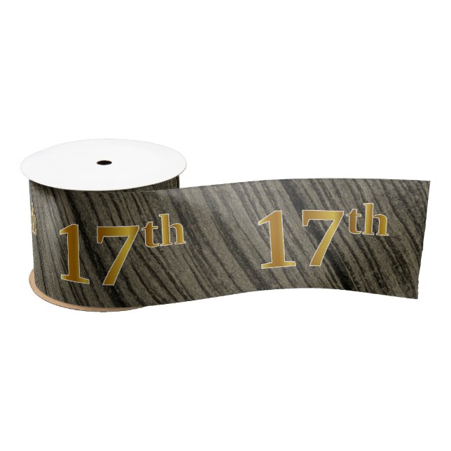 Faux/Imitation Gold "17th" Event Number (Rustic) Satin Ribbon (Spool)