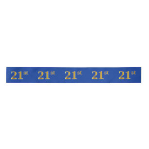 Faux/Imitation Gold "21st" Event Number (Blue) Satin Ribbon