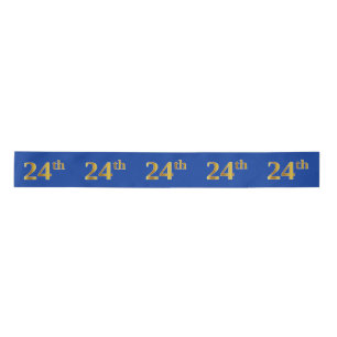 Faux/Imitation Gold "24th" Event Number (Blue) Satin Ribbon