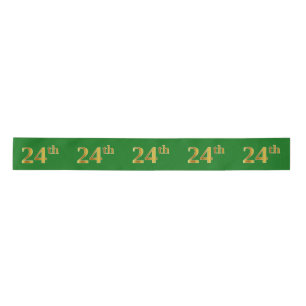 Faux/Imitation Gold "24th" Event Number (Green) Satin Ribbon