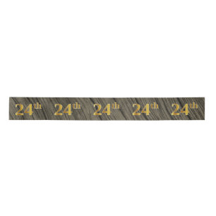 Faux/Imitation Gold "24th" Event Number (Rustic) Satin Ribbon