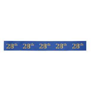 Faux/Imitation Gold "28th" Event Number (Blue) Satin Ribbon