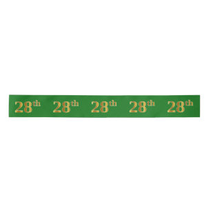 Faux/Imitation Gold "28th" Event Number (Green) Satin Ribbon