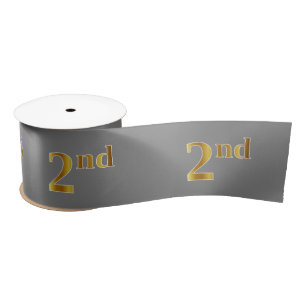 Faux/Imitation Gold "2nd" Event Number (Grey) Satin Ribbon