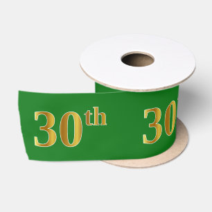 Faux/Imitation Gold "30th" Event Number (Green) Satin Ribbon
